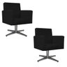 Kit 2 Poltronas Beatriz Base Giratória de Metal Suede Preto - 1