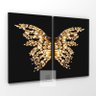 Quadro Decorativo Abstrato Borboleta Asas Douradas Moderna - 2