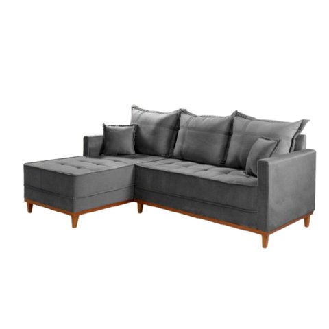Sofá para Sala de Estar Living com Chaise Suede Onix