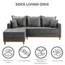 Ver imagem 5 de Sofá 3 Lugares Onix com Chaise Lado Esquerdo 230cm em Veludo