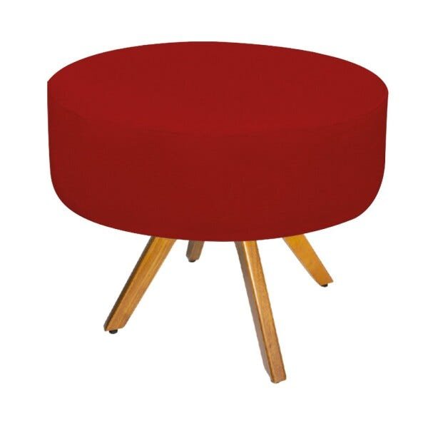Kit 2 Poltronas Beatriz e 2 Puff Sofia Base Giratória de Madeira Suede Vermelho - 5