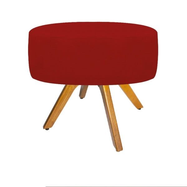 Kit 2 Poltronas Beatriz e 2 Puff Sofia Base Giratória de Madeira Suede Vermelho - 6