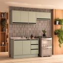 Ver imagem 1 de Cozinha Koya 3 Peças 200x214cm Armários Aéreos Balcão 2 Portas com Rodapé Verde 250033