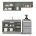 Ver imagem 4 de Cozinha Koya 3 Peças 200x214cm Armários Aéreos Balcão 2 Portas com Rodapé Verde 250033