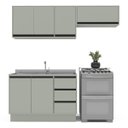 Ver imagem 2 de Cozinha Koya 3 Peças 200x214cm Armários Aéreos Balcão 2 Portas com Rodapé Verde 250033