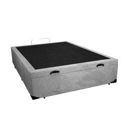 Cama Box Baú Casal King Design Suede Cinza 138x188x41 - 2