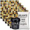 Kit 11 Pastilhas de Vidro Marrom+cola+rejunte Branco - 1