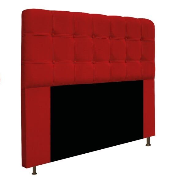 Cabeceira Estofada Mel 160 cm Queen Size Com Botonê Suede Vermelho - STS Móveis - 2