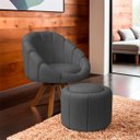 Ver imagem 3 de Kit Poltrona Decorativa Orgânica Flora Base Giratória com Puff Bouclê - Sofa Store:bouclê Cinza Graf