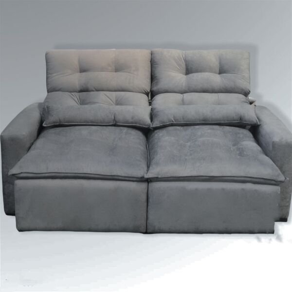 Sofá Retrátil e Reclinável com Pillow Sob Medida 1.80cm - Tecido Suede - Cinza - 3