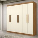 Ver imagem 1 de Guarda-roupa Casal Monte 6 Portas 2 Gavetas 100% Mdf Cinamomo/off White - Pnr Móveis
