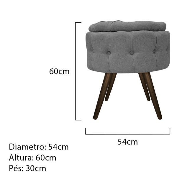Kit 3 Puffs Londres Baú Palito Tabaco Linho Chumbo - Sts Móveis - 5