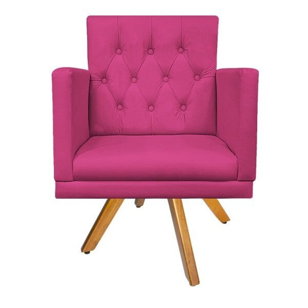 kit 04 Poltronas Fernanda Base Giratória de Madeira Corano Pink - STS Móveis - 2