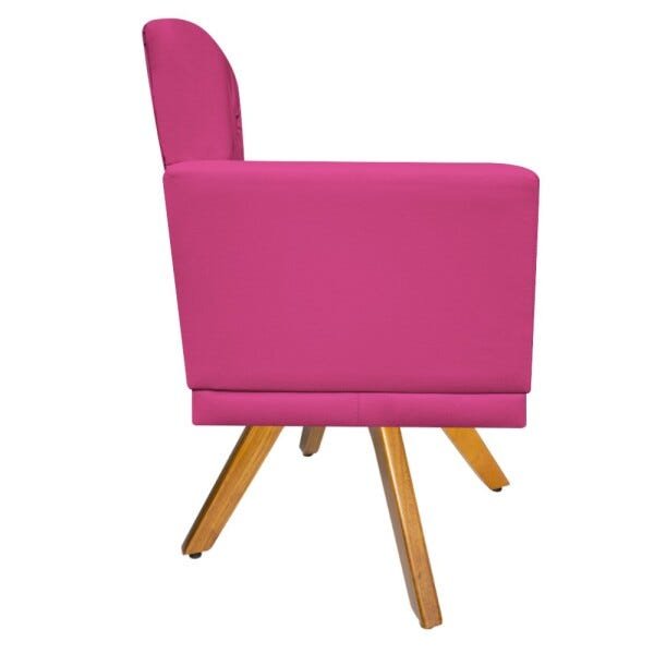 kit 04 Poltronas Fernanda Base Giratória de Madeira Corano Pink - STS Móveis - 4