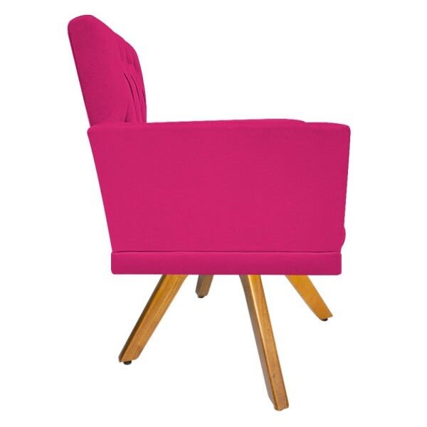 Poltrona Fernanda Base Giratória de Madeira Suede Pink - STS Móveis - 3