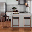Ver imagem 3 de Banqueta Alta Decorativa Pietra em Suede com Armação Dourada - Preto