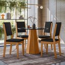 Ver imagem 2 de Conjunto Sala de Jantar Mesa Isis 100x100 4 Cadeiras Carol Ype/preto/veludo Preto