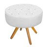Kit 3 Puffs Fernanda Base Giratória de Madeira Suede Branco - Sts Móveis - 2