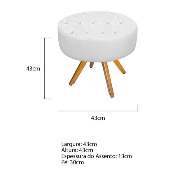 Kit 3 Puffs Fernanda Base Giratória de Madeira Suede Branco - Sts Móveis - 4