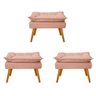 Kit 3 Puffs Opala Palito Mel Suede Rosê - Sts Móveis - 1
