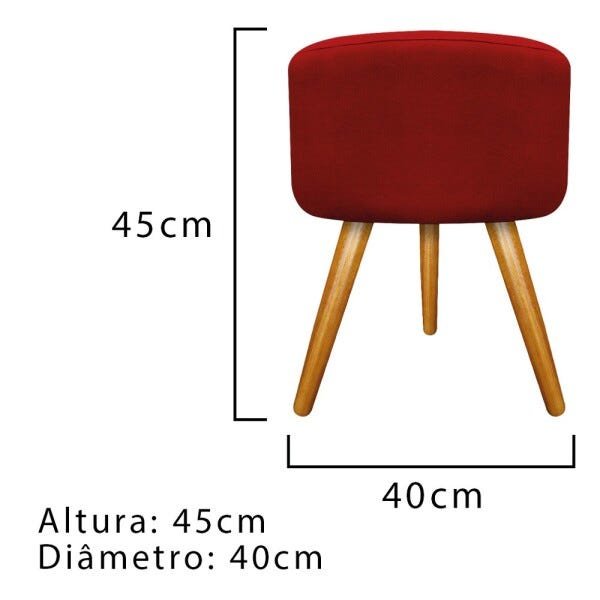 Puff Carol Palito Mel Suede Vermelho - Sts Móveis - 3