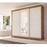 Roupeiro Madri 2,64m 3 Portas de Correr com Espelho e Pes Avela/Perola Panan - 1