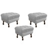 Kit 3 Puffs Retrô Luis XV Suede Cinza - Sts Móveis - 1
