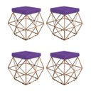 Ver imagem 1 de Kit 4 Puffs Quadrado Aramado Elsa Corano Roxo - Sts Móveis
