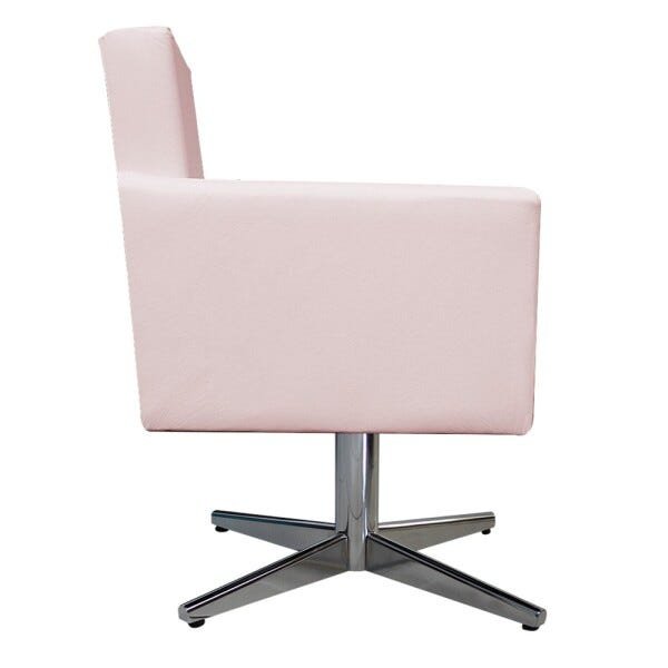 Kit 04 Poltronas Beatriz Base Giratória de Metal Corano Rosa Bebê - STS Móveis - 4