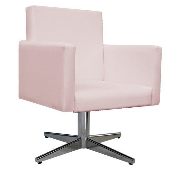 Kit 04 Poltronas Beatriz Base Giratória de Metal Corano Rosa Bebê - STS Móveis - 3