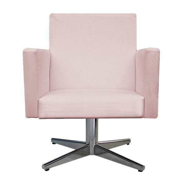 Kit 04 Poltronas Beatriz Base Giratória de Metal Corano Rosa Bebê - STS Móveis - 2