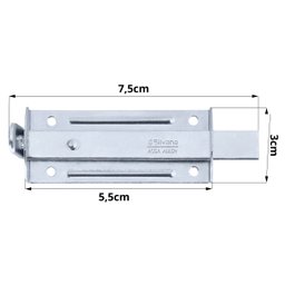 Ferrolho Trinco Tarjeta Fecho Chato para Porta Janela Portão 5,5cm Zincado | Silvana | Kit 02 Un - 2