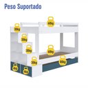 Ver imagem 4 de Treliche Infantil com Escada, Nichos e Gavetas Bi005 Infanto Branco Azul Secreto Completa Móveis