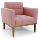 Ver imagem 1 de Poltrona Decorativa Base Madeira Castanho Ana Suede Rosê - Ibiza