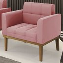 Ver imagem 2 de Poltrona Decorativa Base Madeira Castanho Ana Suede Rosê - Ibiza