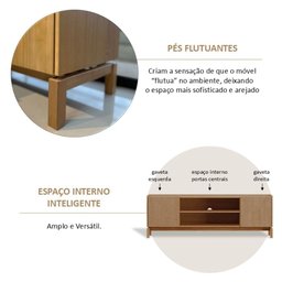 Rack para Tv 50 Polegadas 2 Portas 2 Gavetas 100% Madeira Maciça Barcelona - 4