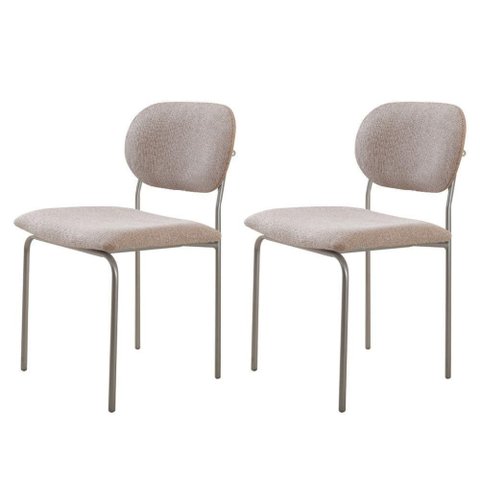 Conjunto com 2 Cadeiras Metal Marchezine Moderna Mobilia Brisa Prata