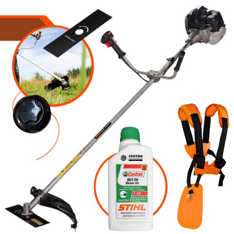 Roçadeira Aparador de Grama À Gasolina Anmax Cg430b 43cc 1,7hp 12.000rpm + Óleo Stihl 2t