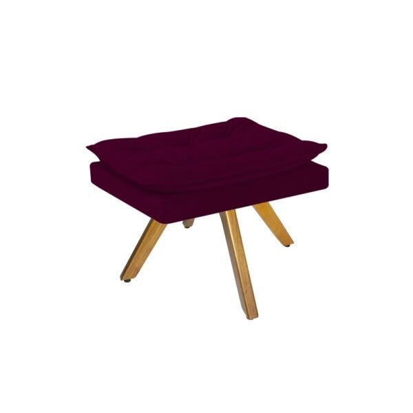 Puff Apolo Base Giratória de Madeira Suede Bordô - Sts Móveis - 1