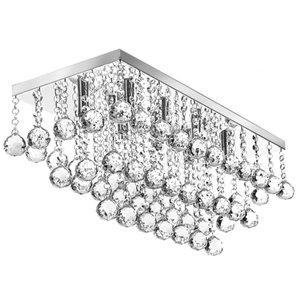 Lustre De Acrílico 30cm, Com Base De Inox Espelhado 50x22cm