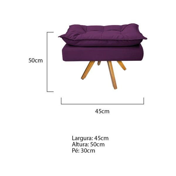 Puff Opala Base Giratória de Madeira Suede Roxo - Sts Móveis - 2