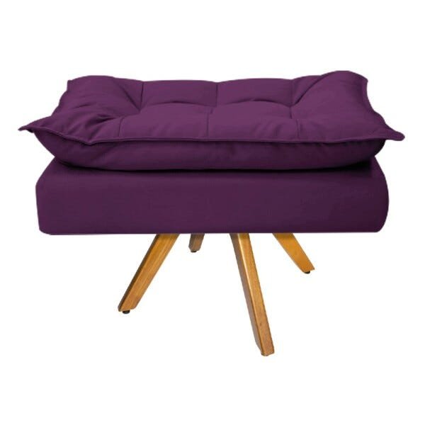 Puff Opala Base Giratória de Madeira Suede Roxo - Sts Móveis - 1