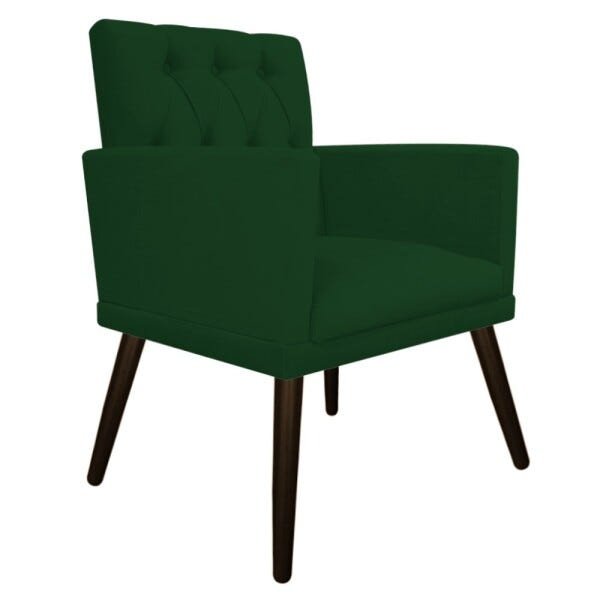 Poltrona Fernanda Pés Palito Tabaco Suede Verde - STS Móveis - 1