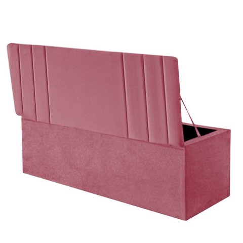 Calçadeira Baú Recamier Estofada Cama Queen 160cm Grécia Corino Rosa Bebe- Mabe Magazine