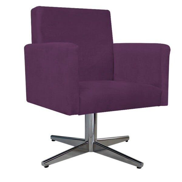 Kit Namoradeira e 02 Poltronas Beatriz Base Giratória de Metal Suede Roxo - STS Móveis - 2