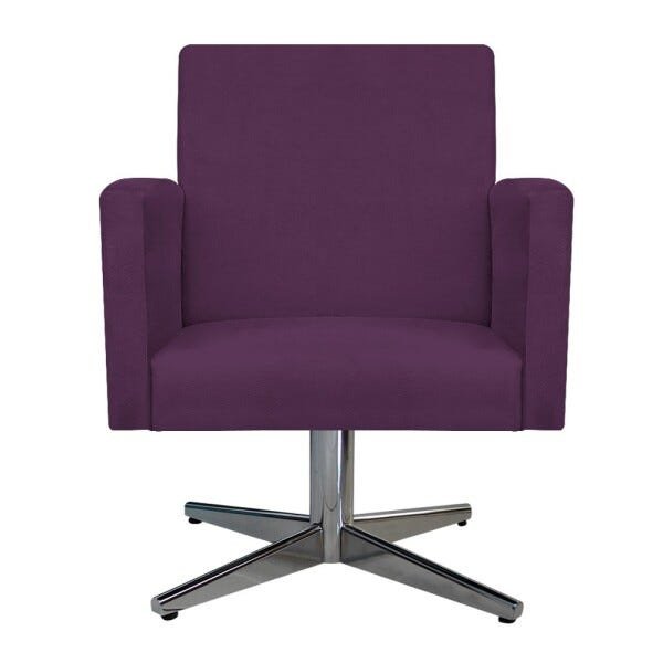 Kit Namoradeira e 02 Poltronas Beatriz Base Giratória de Metal Suede Roxo - STS Móveis - 6