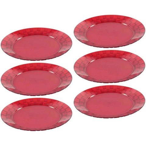 Conjunto 30 Pratos Plásticos Vermelhos Mesa Posta Eventos Bandejas Grandes Eventos Crippa