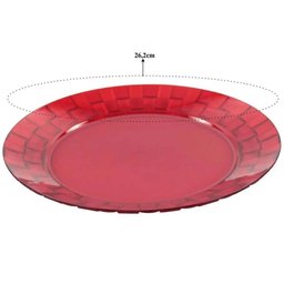 Conjunto 30 Pratos Plásticos Vermelhos Mesa Posta Eventos Bandejas Grandes Eventos Crippa - 3