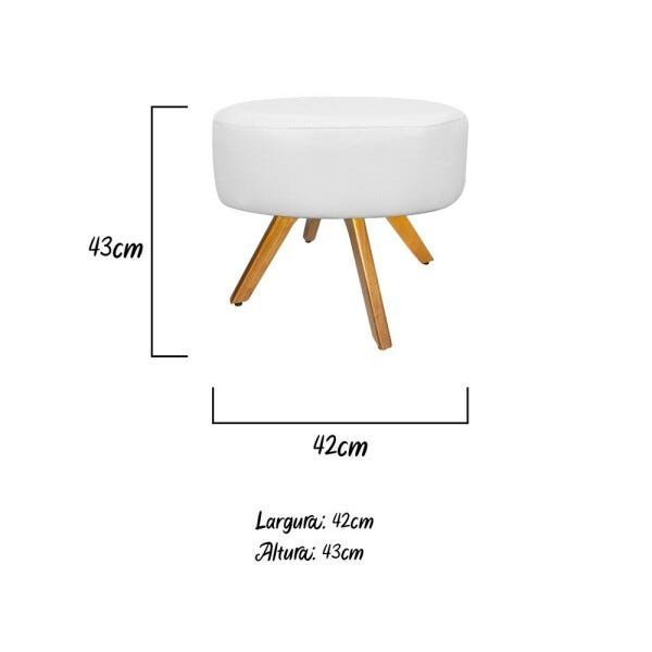 Kit Namoradeira Beatriz e 02 Puffs Sofia Base Giratória de Madeira Suede Branco - STS Móveis - 5