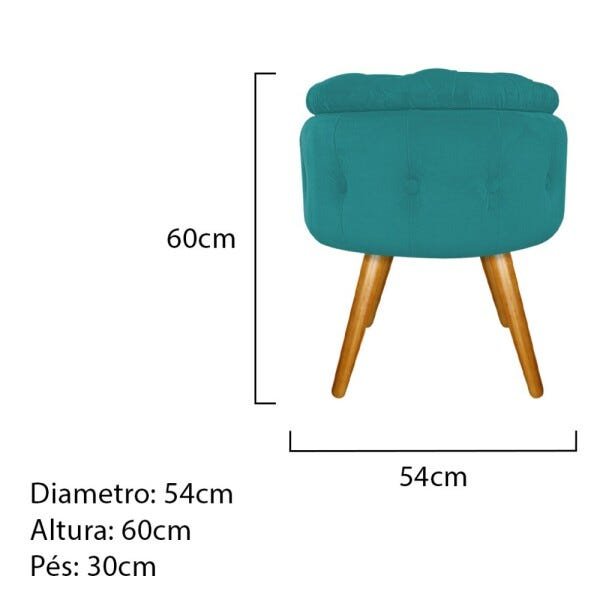 Puff Londres Baú Palito Mel Suede Azul Turquesa - Sts Móveis - 4